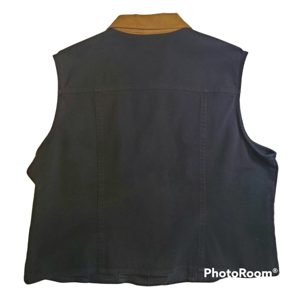 Vintage 90s Women Black Denim Vest XL - Picture 4 of 4